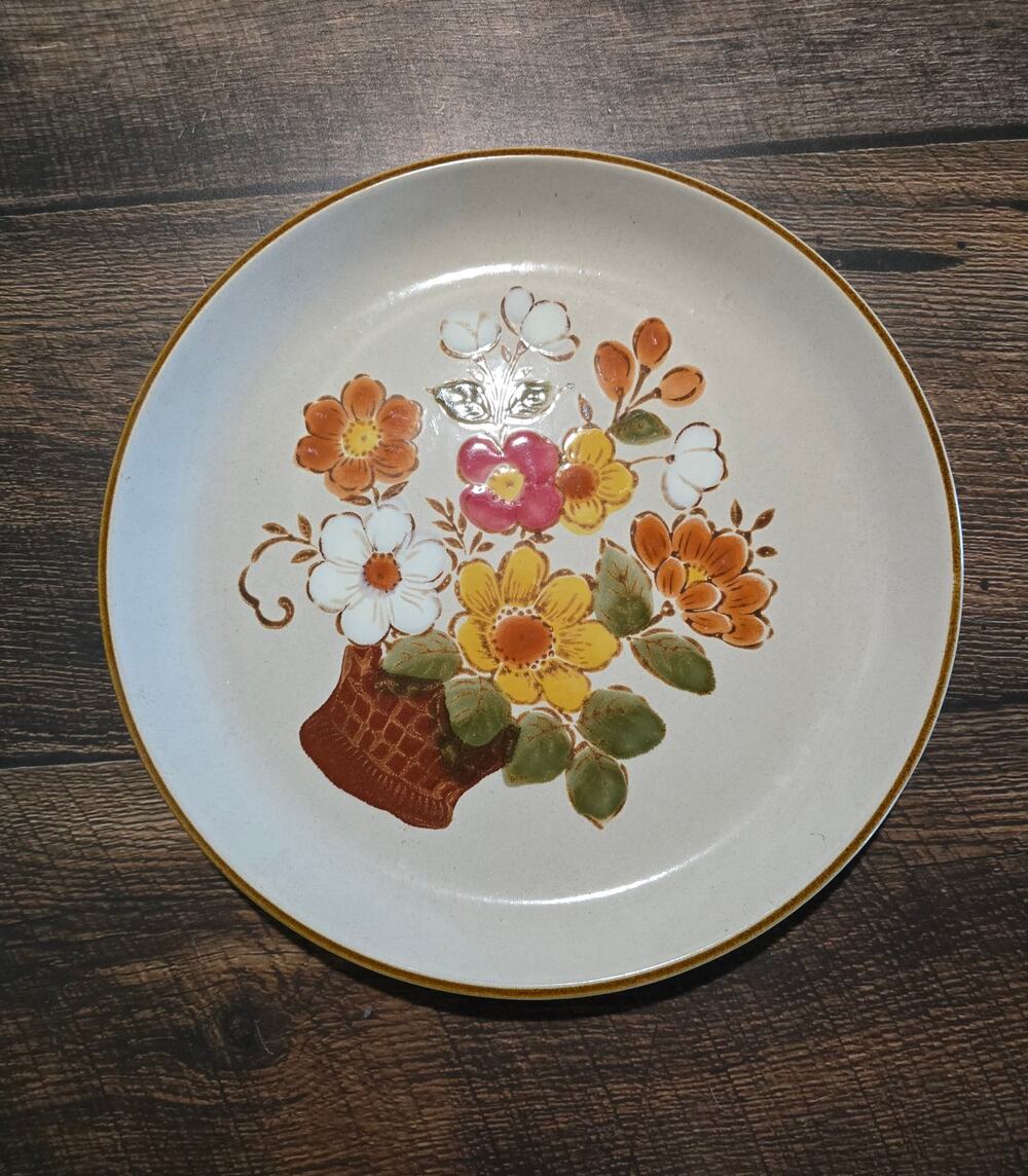 Vintage JCPenney Stoneware Floral Medley Japan Chop Plate Round Serving Platter